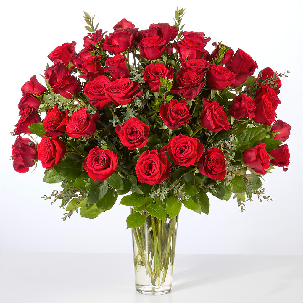 Forever Yours Fifty Stem Red Rose Bouquet – ELENA'S FLOWERS, Cleveland OH