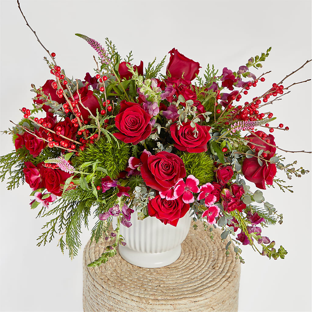 Big Red Bow Bouquet – ELENA'S FLOWERS, Cleveland OH