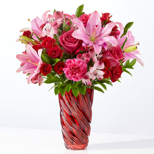 In Love Bouquet with Luxe Swirl Vase – ELENA'S FLOWERS, Cleveland OH