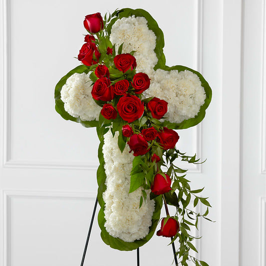 Floral Cross Easel – ELENA'S FLOWERS, Cleveland OH