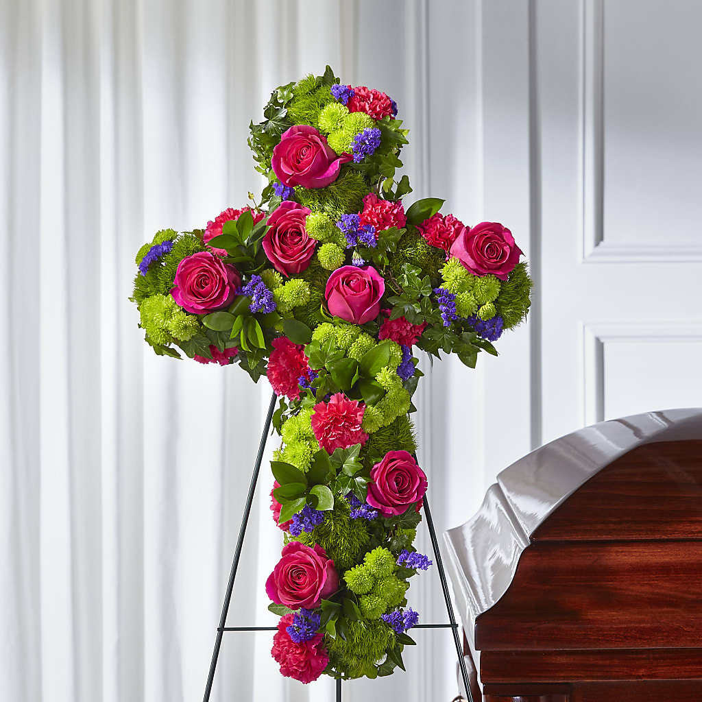 Tribute Rose Floral Cross – ELENA'S FLOWERS, Cleveland OH