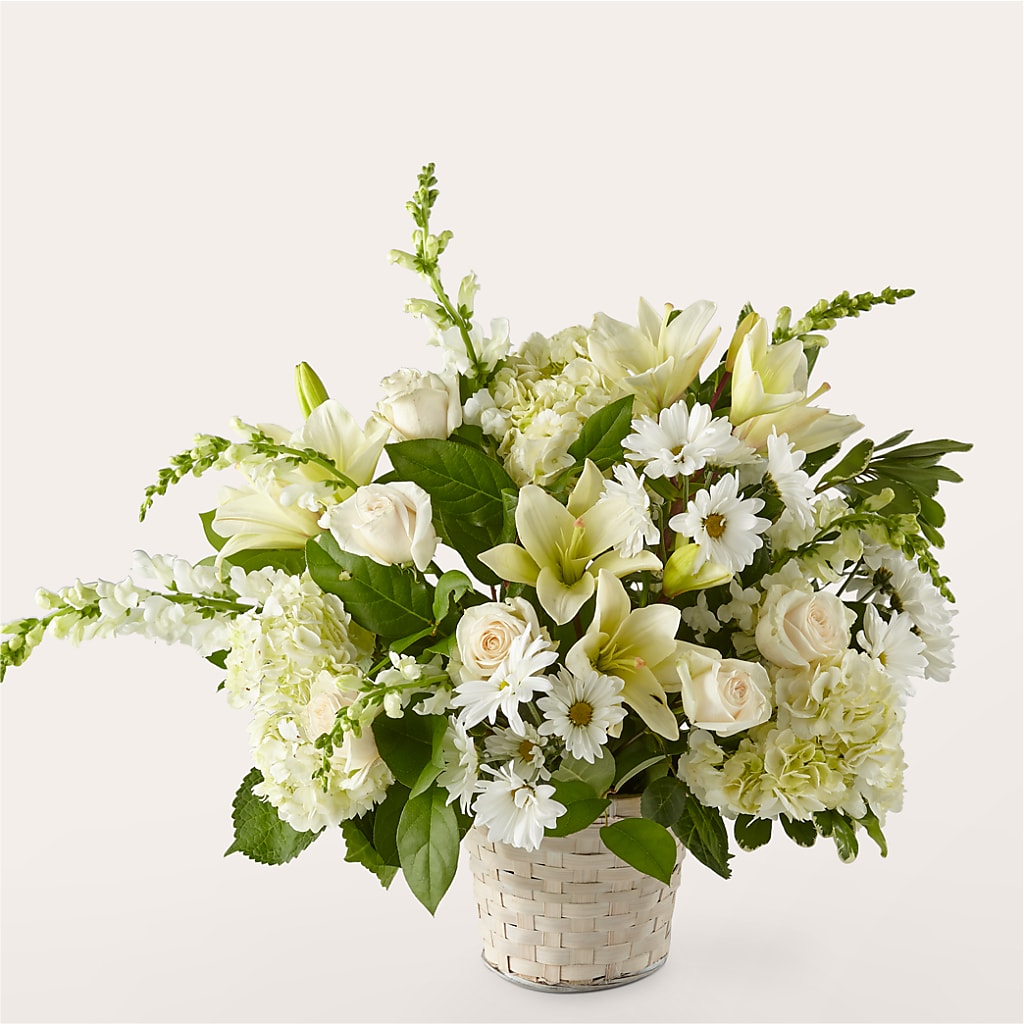 Ivory Elegance Floral Basket – ELENA'S FLOWERS, Cleveland OH