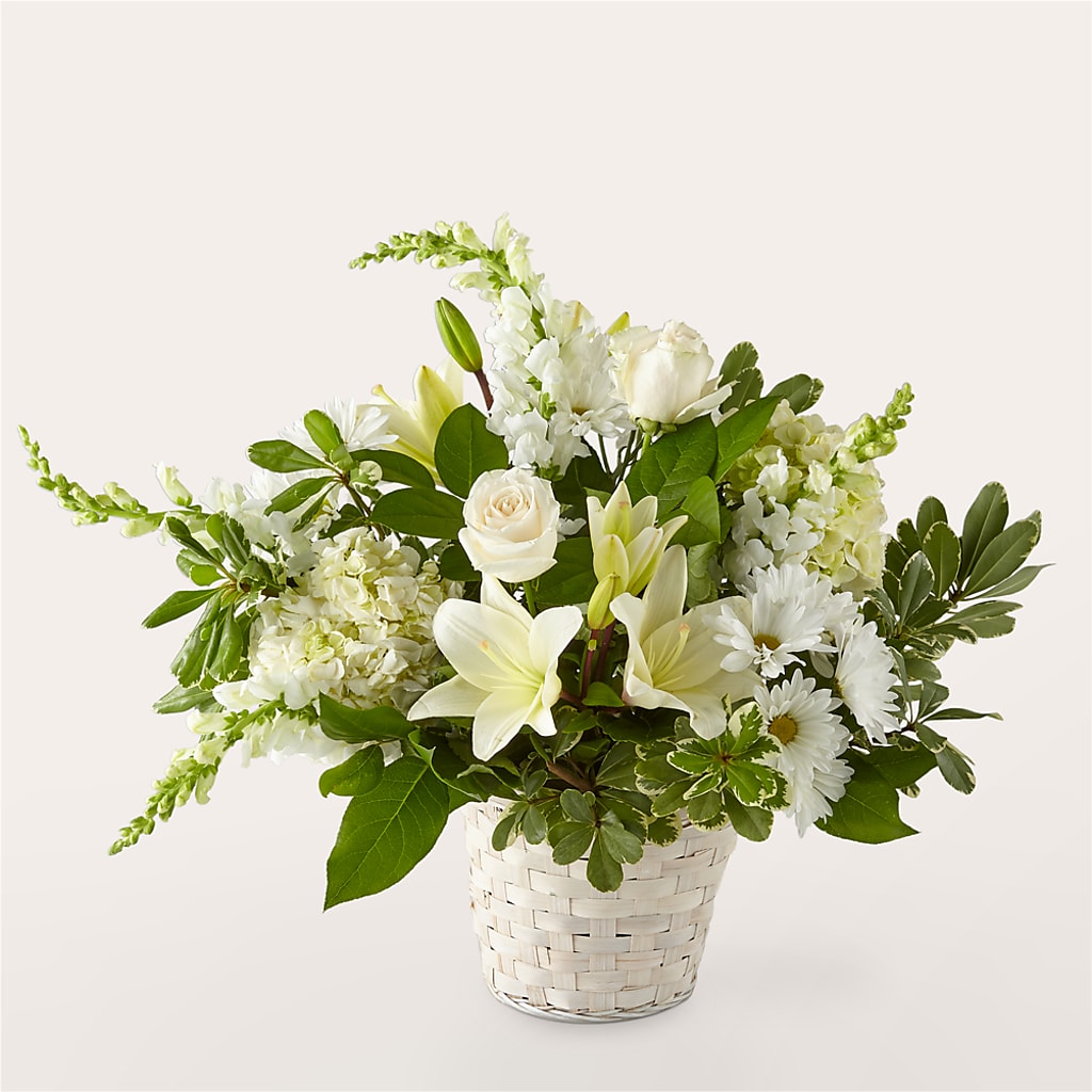Ivory Elegance Floral Basket – ELENA'S FLOWERS, Cleveland OH