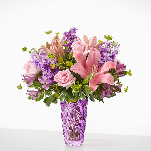 Precious Petals Bouquet with Luxe Swirl Vase – ELENA'S FLOWERS, Cleveland OH
