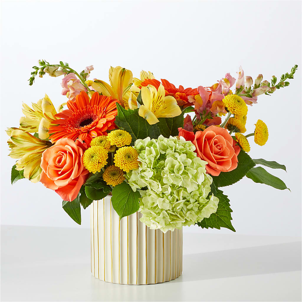 Autumn Sunshine Bouquet with Ivory Vase – ELENA'S FLOWERS, Cleveland OH