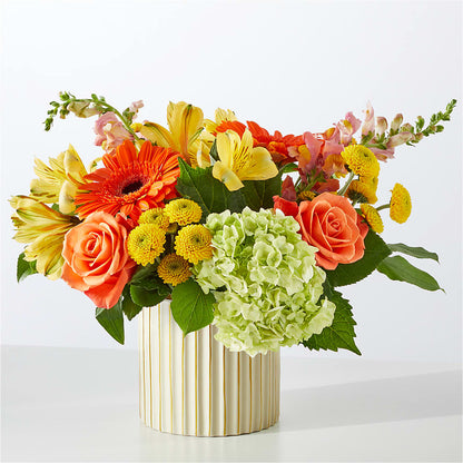 Autumn Sunshine Bouquet with Ivory Vase – ELENA'S FLOWERS, Cleveland OH