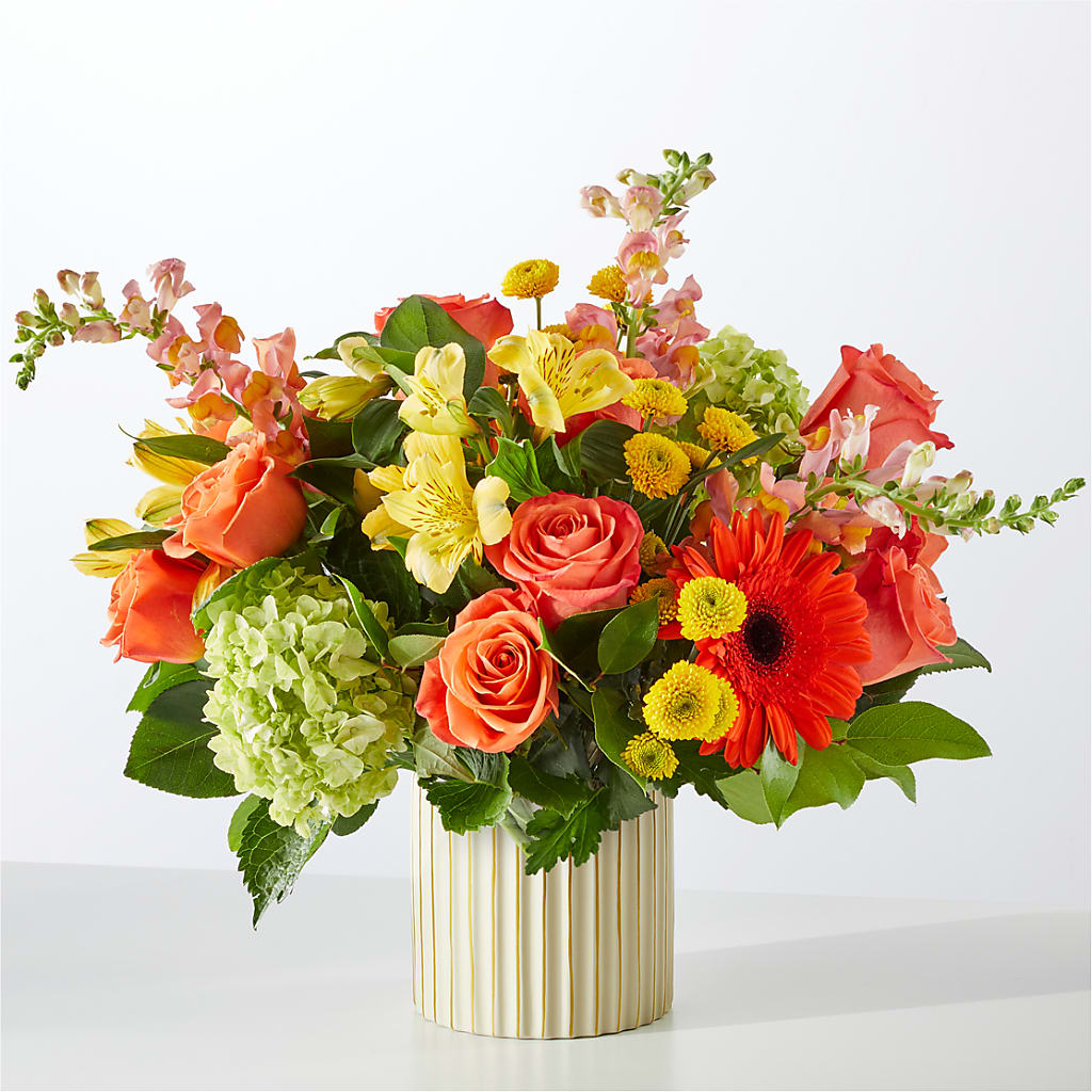 Autumn Sunshine Bouquet with Ivory Vase – ELENA'S FLOWERS, Cleveland OH