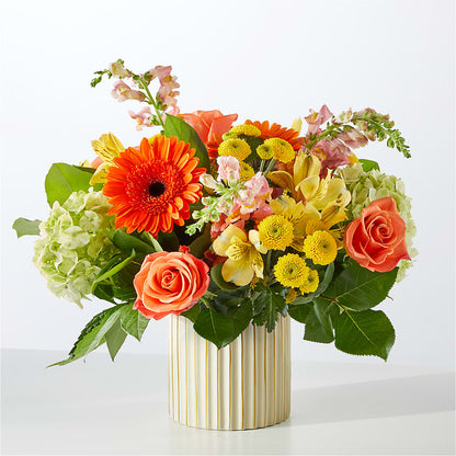 Autumn Sunshine Bouquet with Ivory Vase – ELENA'S FLOWERS, Cleveland OH