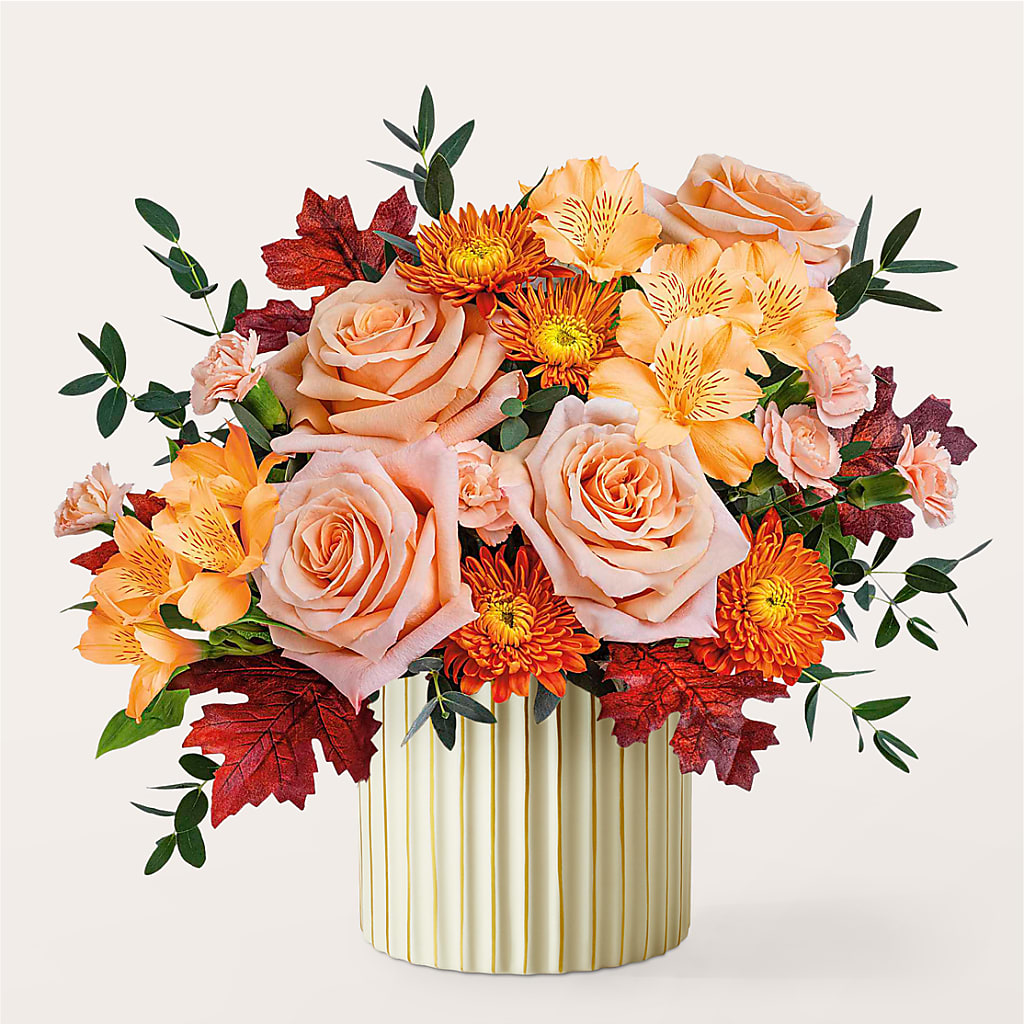 Spiced Latte Bouquet with Ivory Vase – ELENA'S FLOWERS, Cleveland OH
