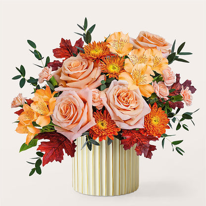 Spiced Latte Bouquet with Ivory Vase – ELENA'S FLOWERS, Cleveland OH