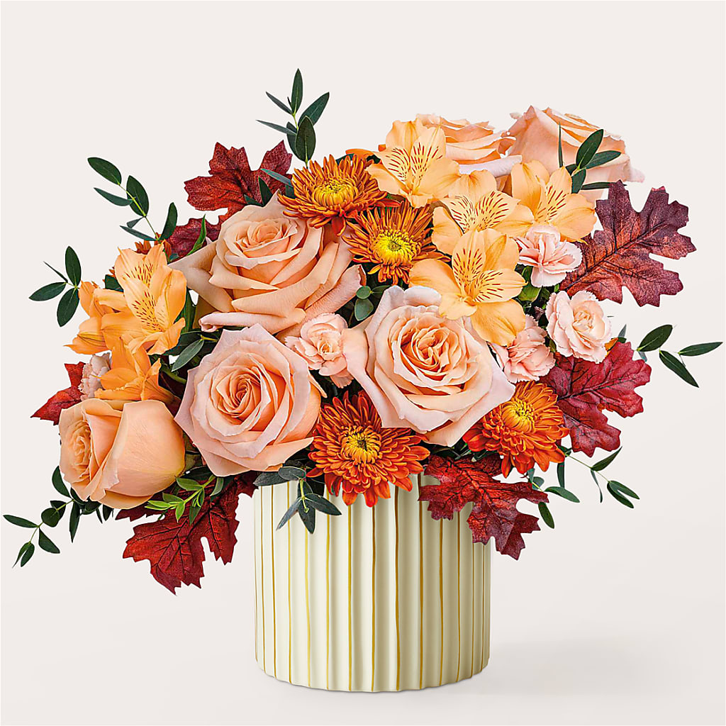 Spiced Latte Bouquet with Ivory Vase – ELENA'S FLOWERS, Cleveland OH
