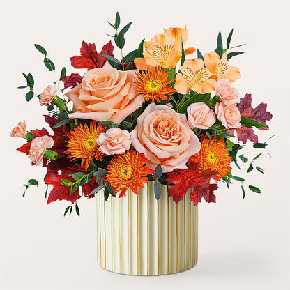 Spiced Latte Bouquet with Ivory Vase – ELENA'S FLOWERS, Cleveland OH