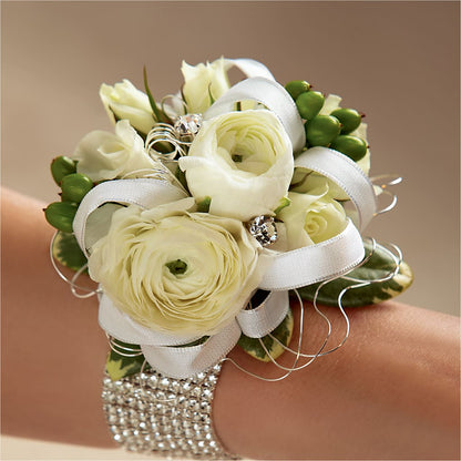 White Wedding Corsage – ELENA'S FLOWERS, Cleveland OH